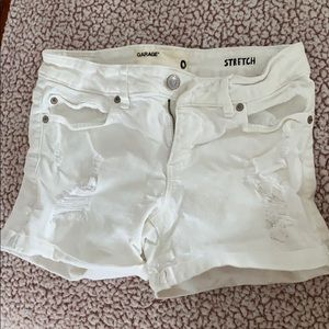 Garage Stretch White Destroyed Shorts